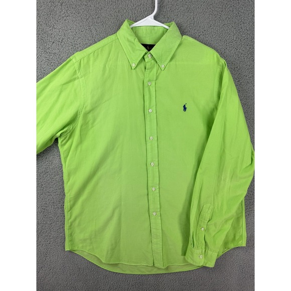 Ralph Lauren Shirt Mens L Green Corduroy Button Down Long Sleeve Classic Pony